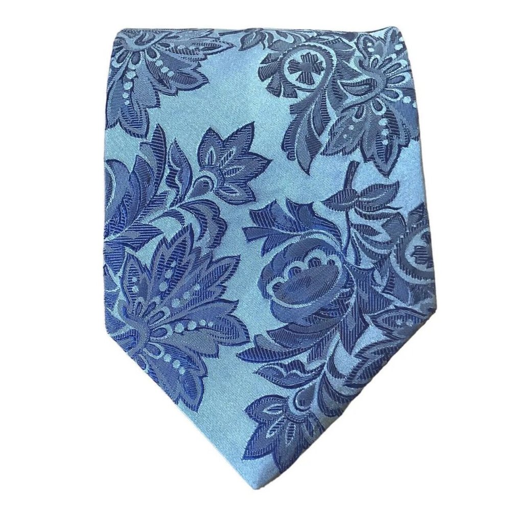 VERSACE COLLECTION Blue Flower Silk Tie Italy 57"-3".3/4 EC